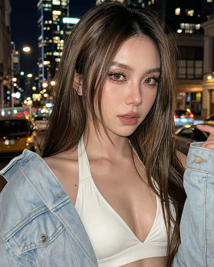 Intimate AI companion portrait in warm, low light